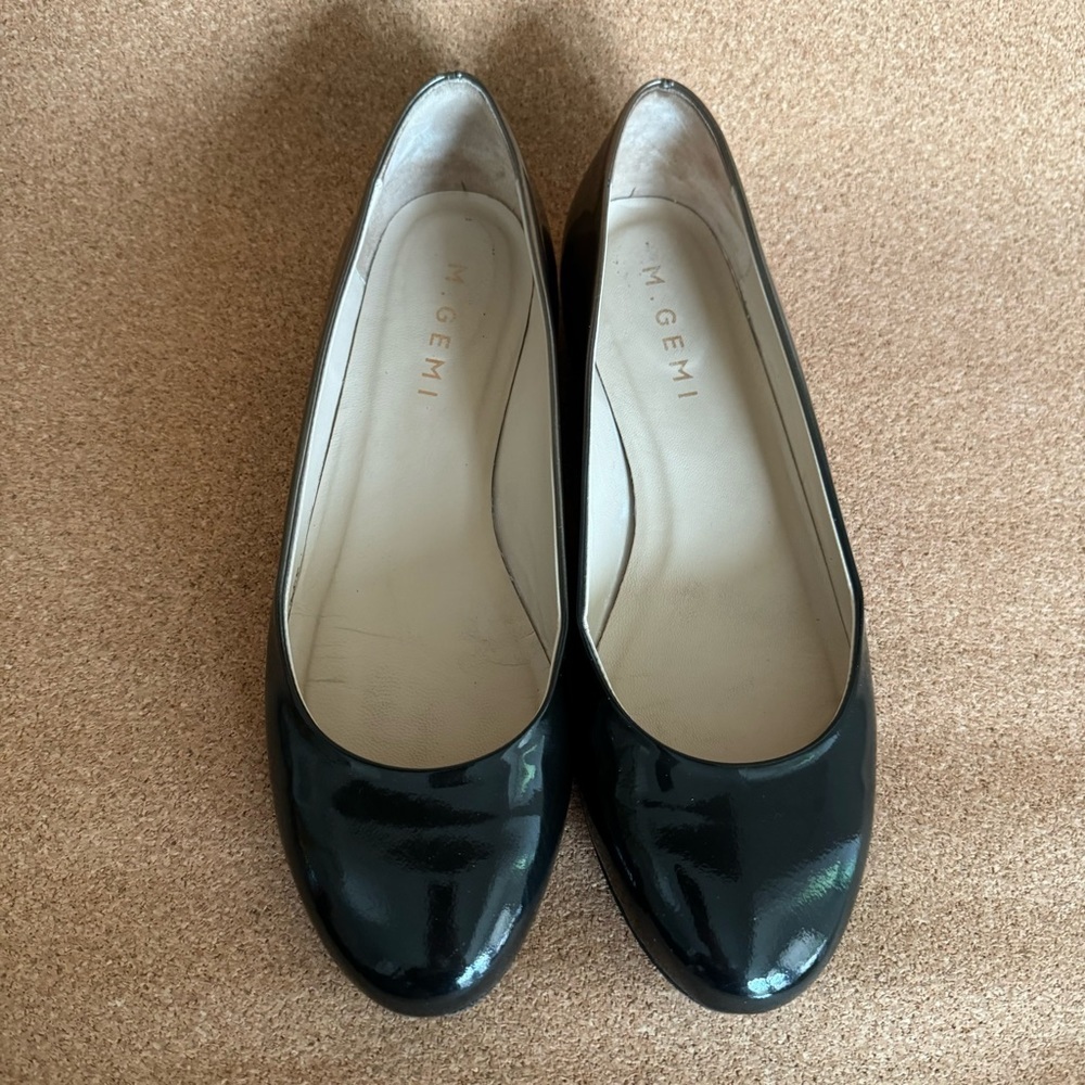 M. Gemi Black Gold Tan Ombré Patent leather Flats Size Eu 38 Us 7.5 - Picture 10 of 16